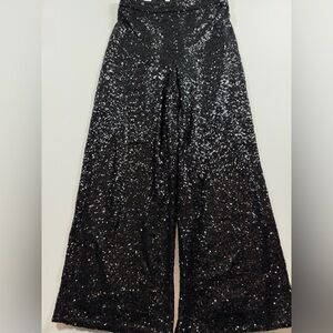Holiday Glam Black Sequin Wide-Leg Pants M NWT Holiday Glam NYE Cocktail Disco
